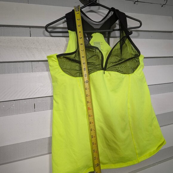 Lucky in Love Women's XL Built in Bra Tank Top Neon Yellow Tennis Mesh Zip black - Picture 9 of 10